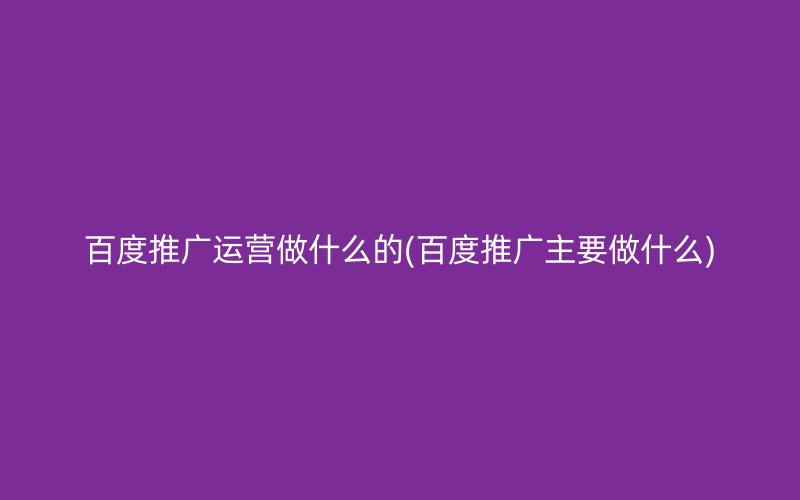 百度推广运营做什么的(百度推广主要做什么)