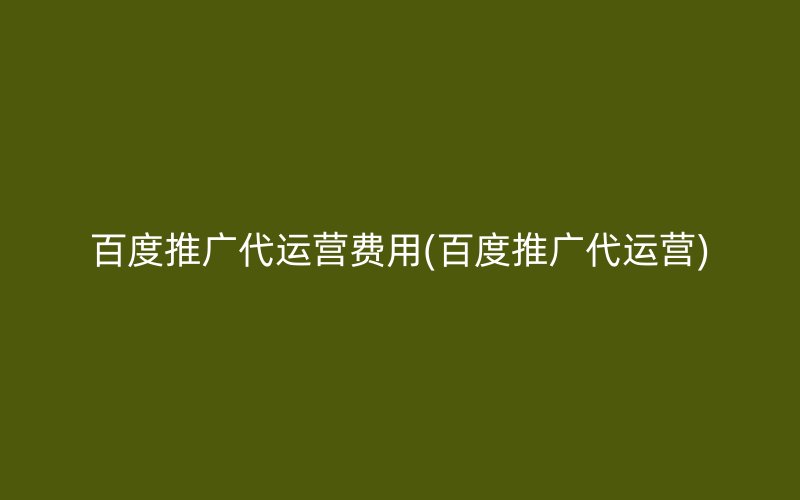 百度推广代运营费用(百度推广代运营)