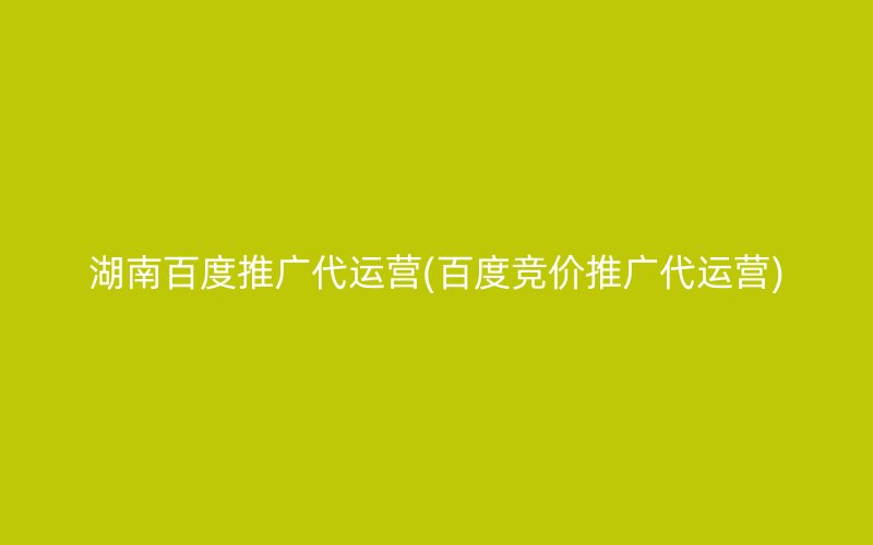 湖南百度推广代运营(百度竞价推广代运营)