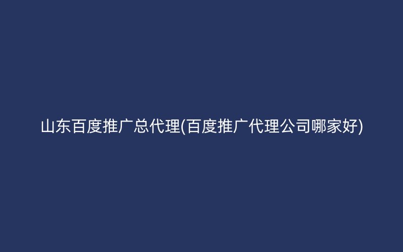 山东百度推广总代理(百度推广代理公司哪家好)