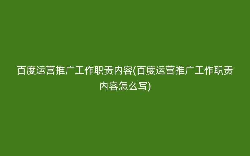 百度运营推广工作职责内容(百度运营推广工作职责内容怎么写)