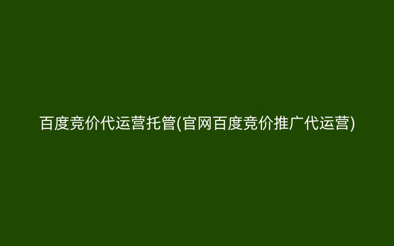 百度竞价代运营托管(官网百度竞价推广代运营)