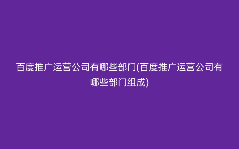 百度推广运营公司有哪些部门(百度推广运营公司有哪些部门组成)