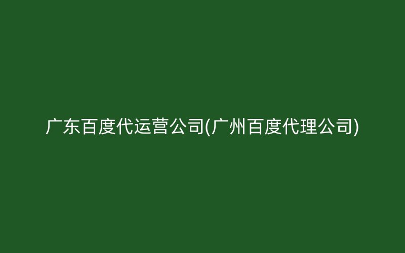 广东百度代运营公司(广州百度代理公司)