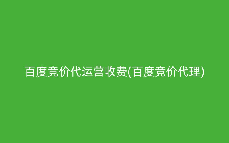 百度竞价代运营收费(百度竞价代理)