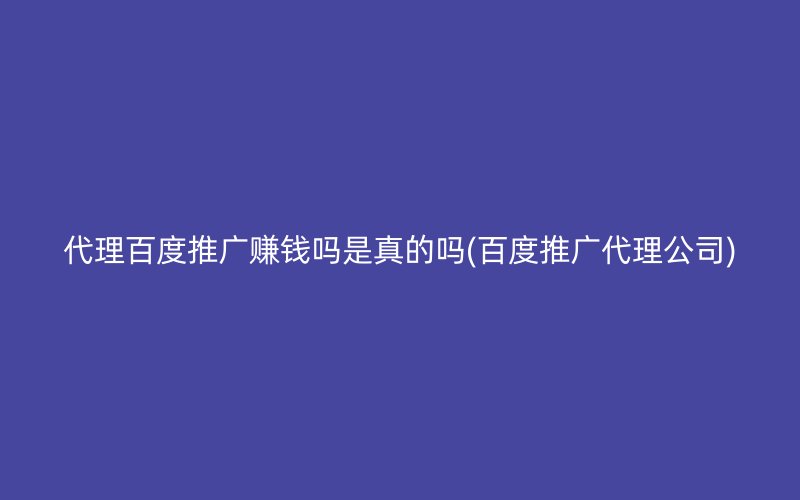 代理百度推广赚钱吗是真的吗(百度推广代理公司)