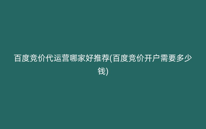 百度竞价代运营哪家好推荐(百度竞价开户需要多少钱)