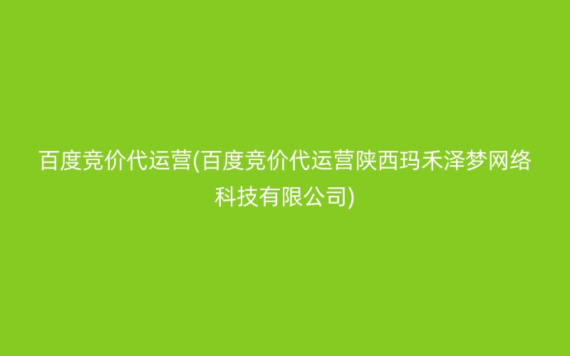 百度竞价代运营(百度竞价代运营陕西玛禾泽梦网络科技有限公司)