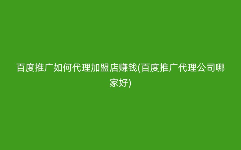 百度推广如何代理加盟店赚钱(百度推广代理公司哪家好)