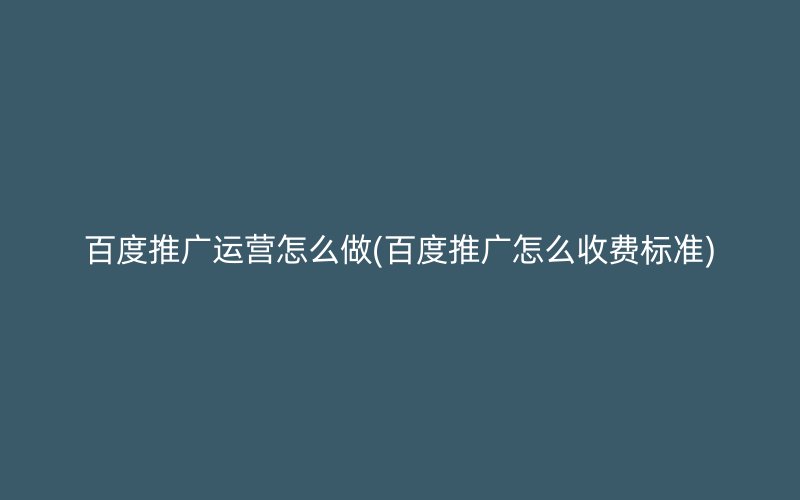 百度推广运营怎么做(百度推广怎么收费标准)