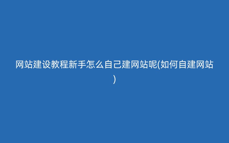 网站建设教程新手怎么自己建网站呢(如何自建网站)