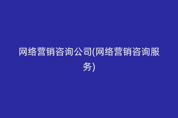 网络营销咨询公司(网络营销咨询服务)