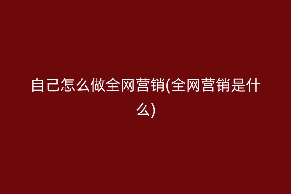 自己怎么做全网营销(全网营销是什么)