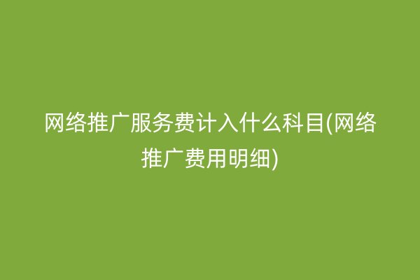 网络推广服务费计入什么科目(网络推广费用明细)