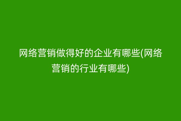 网络营销做得好的企业有哪些(网络营销的行业有哪些)