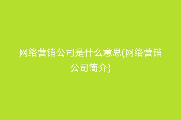 网络营销公司是什么意思(网络营销公司简介)