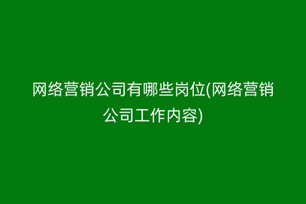 网络营销公司有哪些岗位(网络营销公司工作内容)