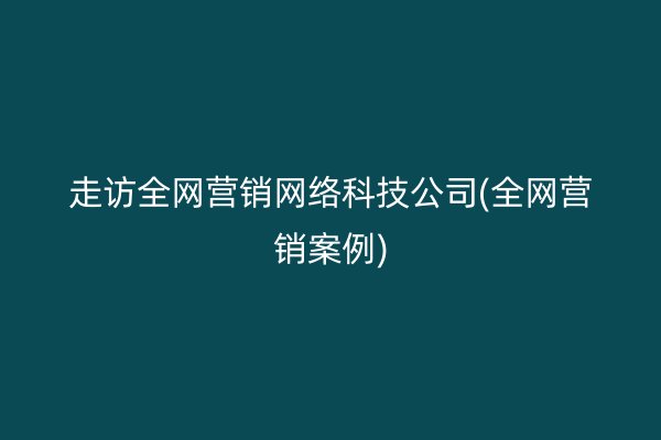 走访全网营销网络科技公司(全网营销案例)