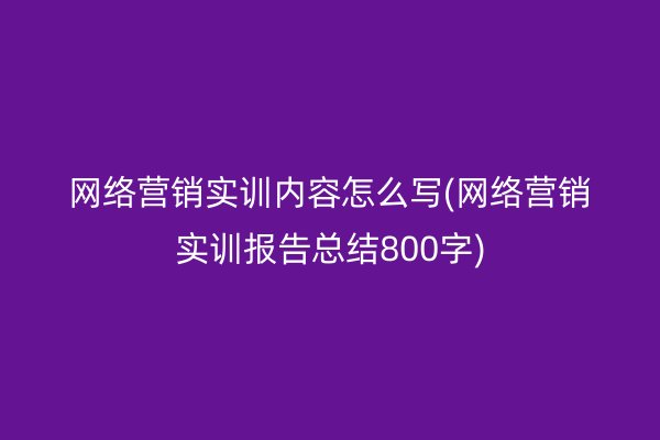 网络营销实训内容怎么写(网络营销实训报告总结800字)