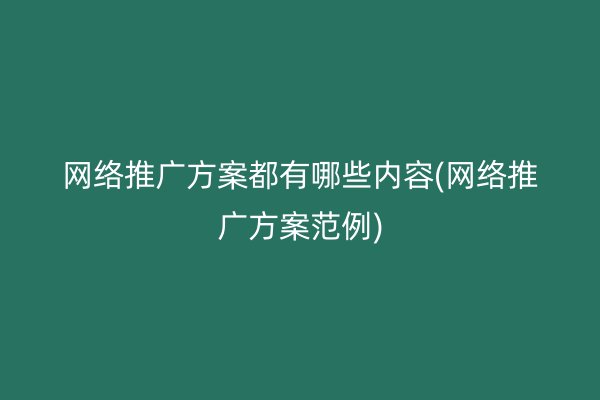 网络推广方案都有哪些内容(网络推广方案范例)