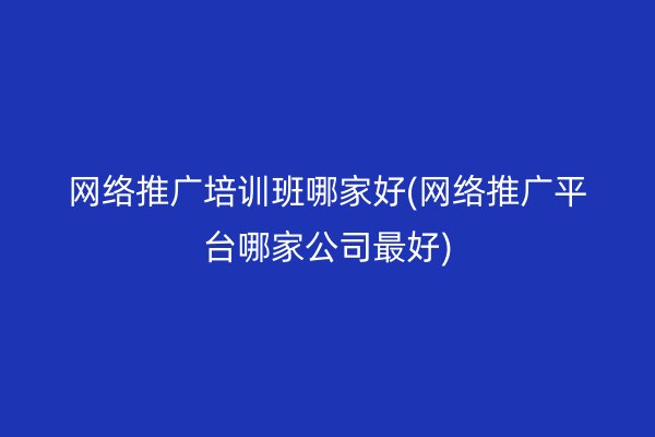 网络推广培训班哪家好(网络推广平台哪家公司最好)