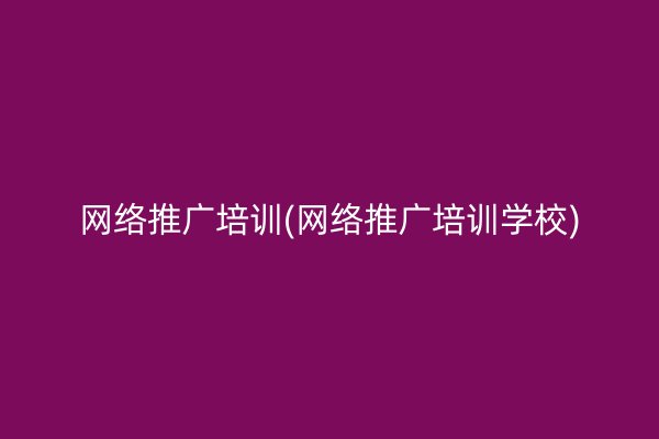 网络推广培训(网络推广培训学校)