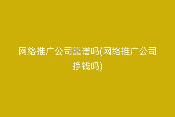 网络推广公司靠谱吗(网络推广公司挣钱吗)