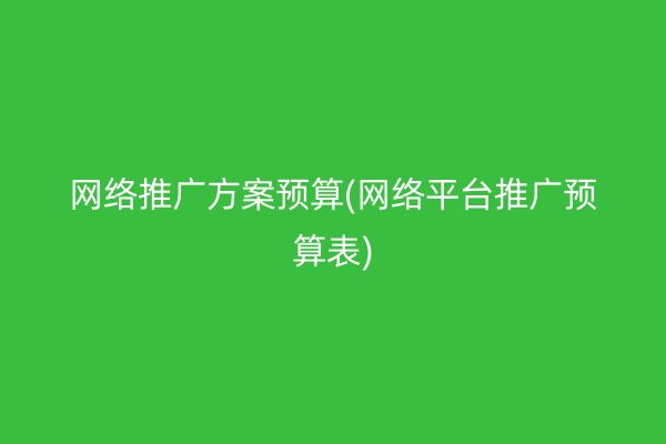 网络推广方案预算(网络平台推广预算表)