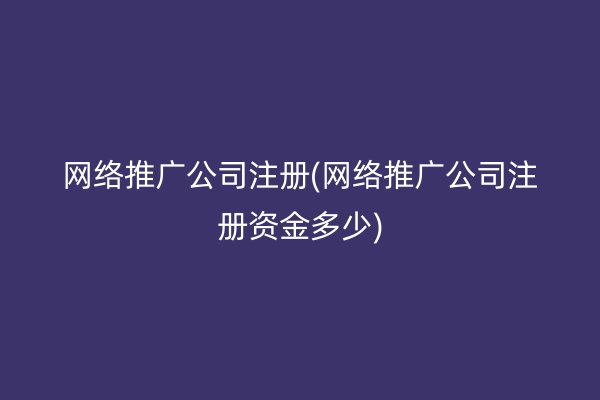 网络推广公司注册(网络推广公司注册资金多少)