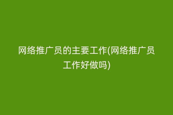 网络推广员的主要工作(网络推广员工作好做吗)