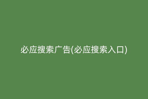 必应搜索广告(必应搜索入口)