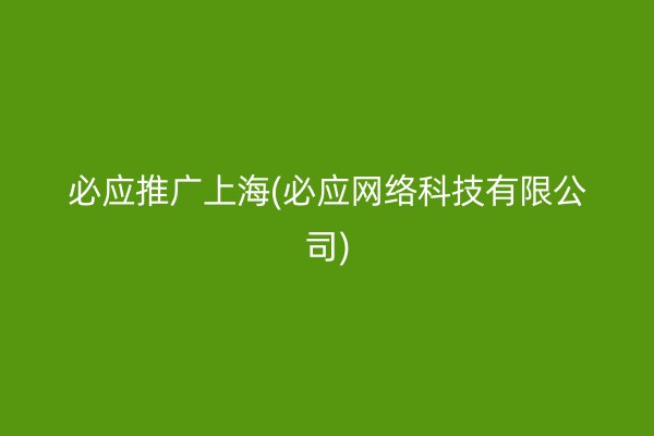 必应推广上海(必应网络科技有限公司)