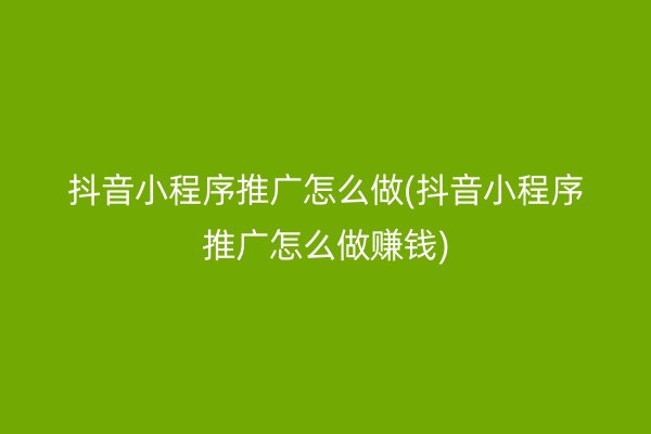 抖音小程序推广怎么做(抖音小程序推广怎么做赚钱)