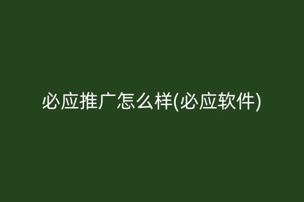 必应推广怎么样(必应软件)