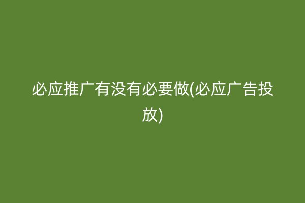 必应推广有没有必要做(必应广告投放)