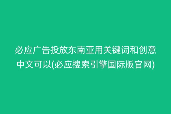 必应广告投放东南亚用关键词和创意中文可以(必应搜索引擎国际版官网)