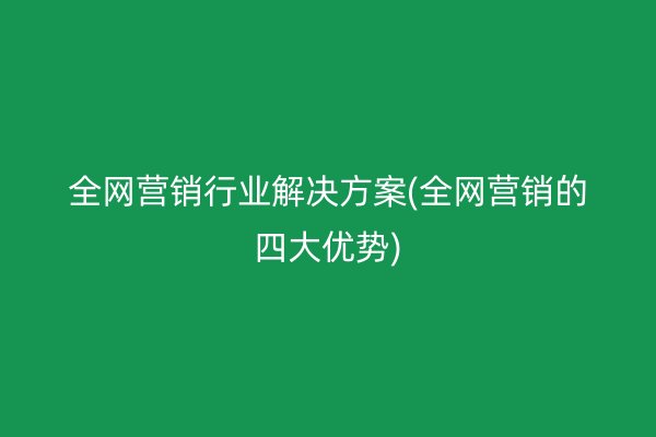 全网营销行业解决方案(全网营销的四大优势)