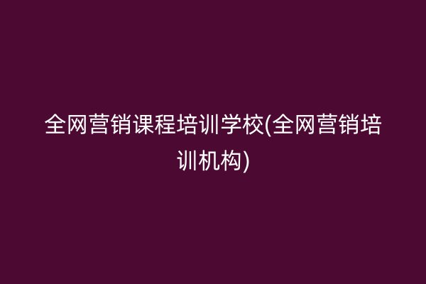 全网营销课程培训学校(全网营销培训机构)