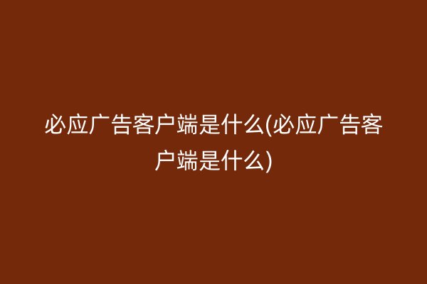 必应广告客户端是什么(必应广告客户端是什么)