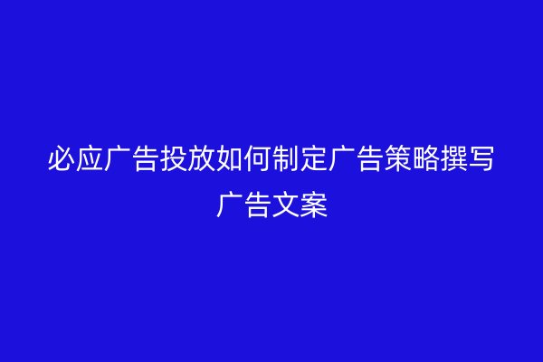 必应广告投放如何制定广告策略撰写广告文案