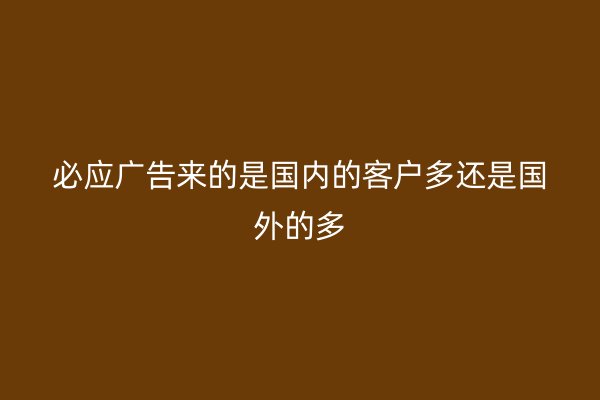 必应广告来的是国内的客户多还是国外的多