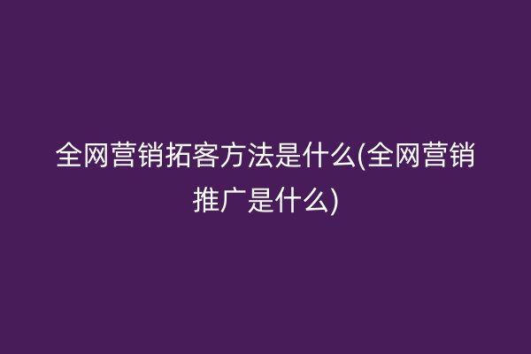 全网营销拓客方法是什么(全网营销推广是什么)