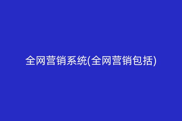 全网营销系统(全网营销包括)