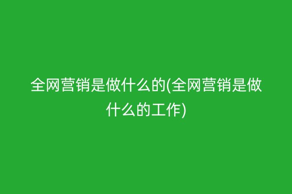 全网营销是做什么的(全网营销是做什么的工作)