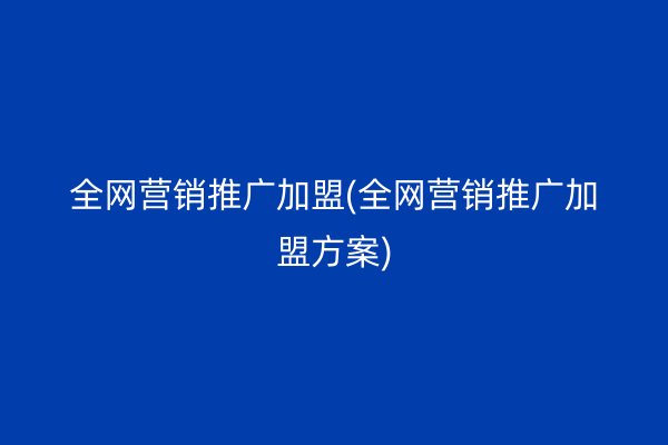 全网营销推广加盟(全网营销推广加盟方案)