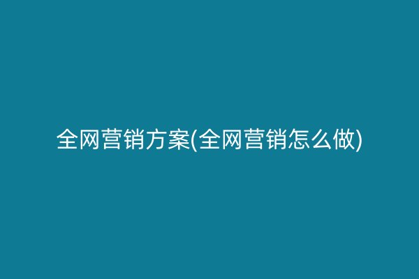 全网营销方案(全网营销怎么做)