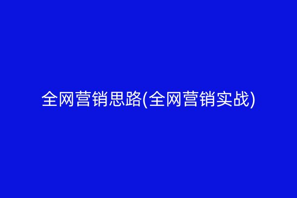 全网营销思路(全网营销实战)