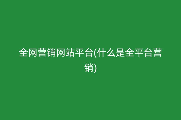 全网营销网站平台(什么是全平台营销)