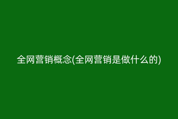 全网营销概念(全网营销是做什么的)