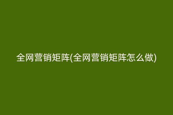 全网营销矩阵(全网营销矩阵怎么做)